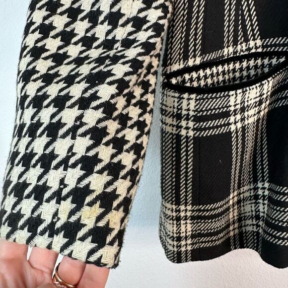 Vintage Otello Pelle Wool Blend Houndstooth Plaid Mixed Print Blazer Womens - Picture 9 of 9